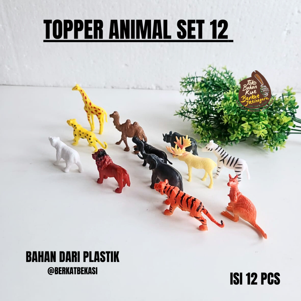 TOPPER ANIMAL SET 12 PCS / TOPPER HEWAN PLASTIK / MAINAN