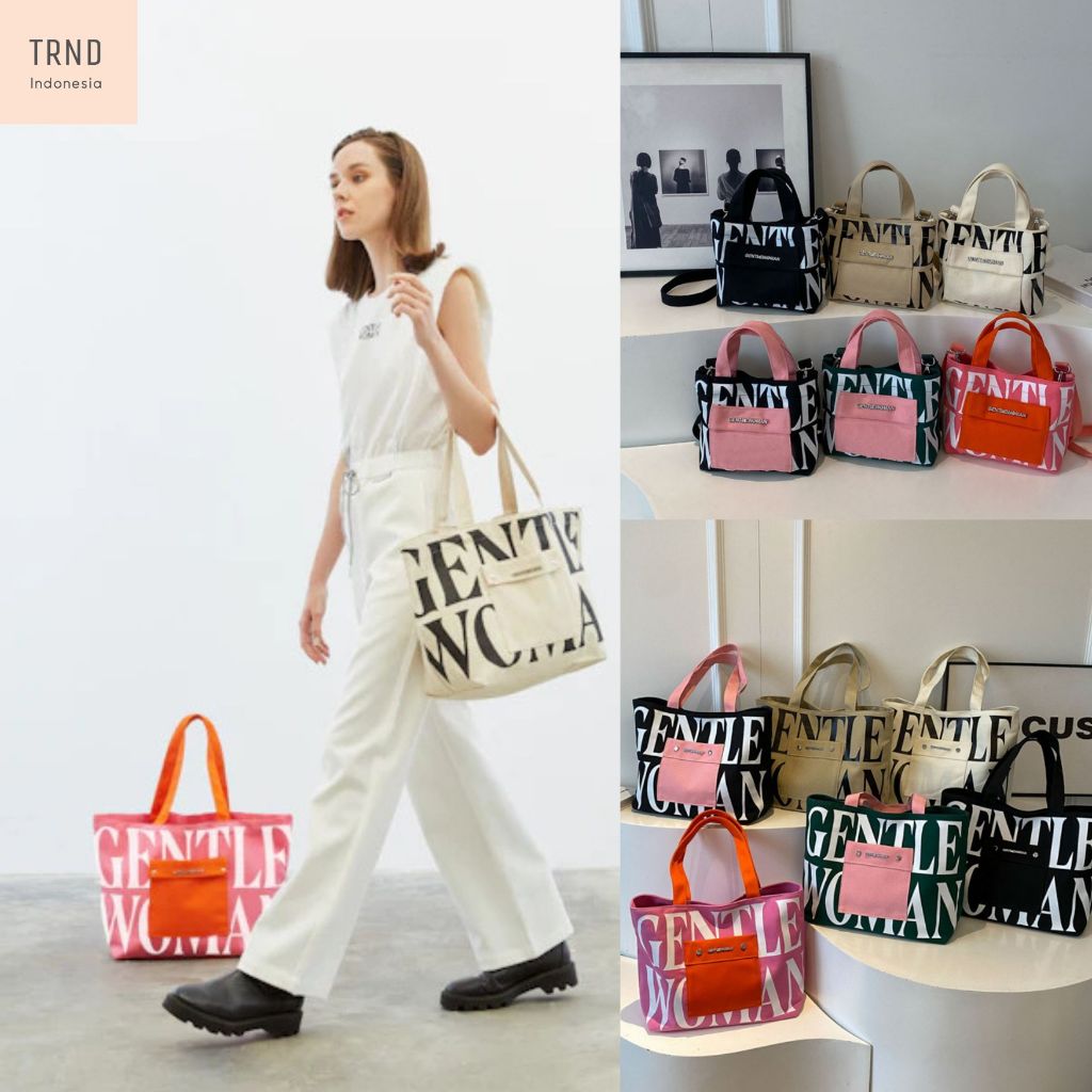 GENTLE WOMAN Painted Wall Tote Bag Tas Wanita Bkk Kanvas Wanita GW Mini Micro Sling Bag TB013-22WALL