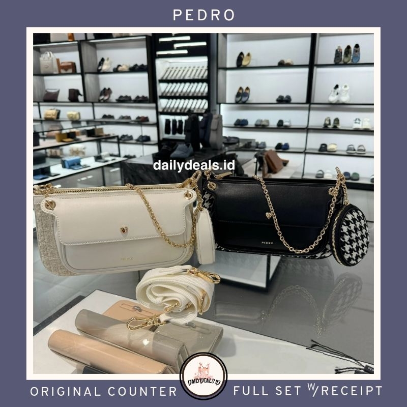 PW2-75210093 Dilone Tweed - Jast[p] P3DRO ORIGINAL COUNTER DOUBLE FLAP SHOULDER BAG TAS CEWEK WOMEN 