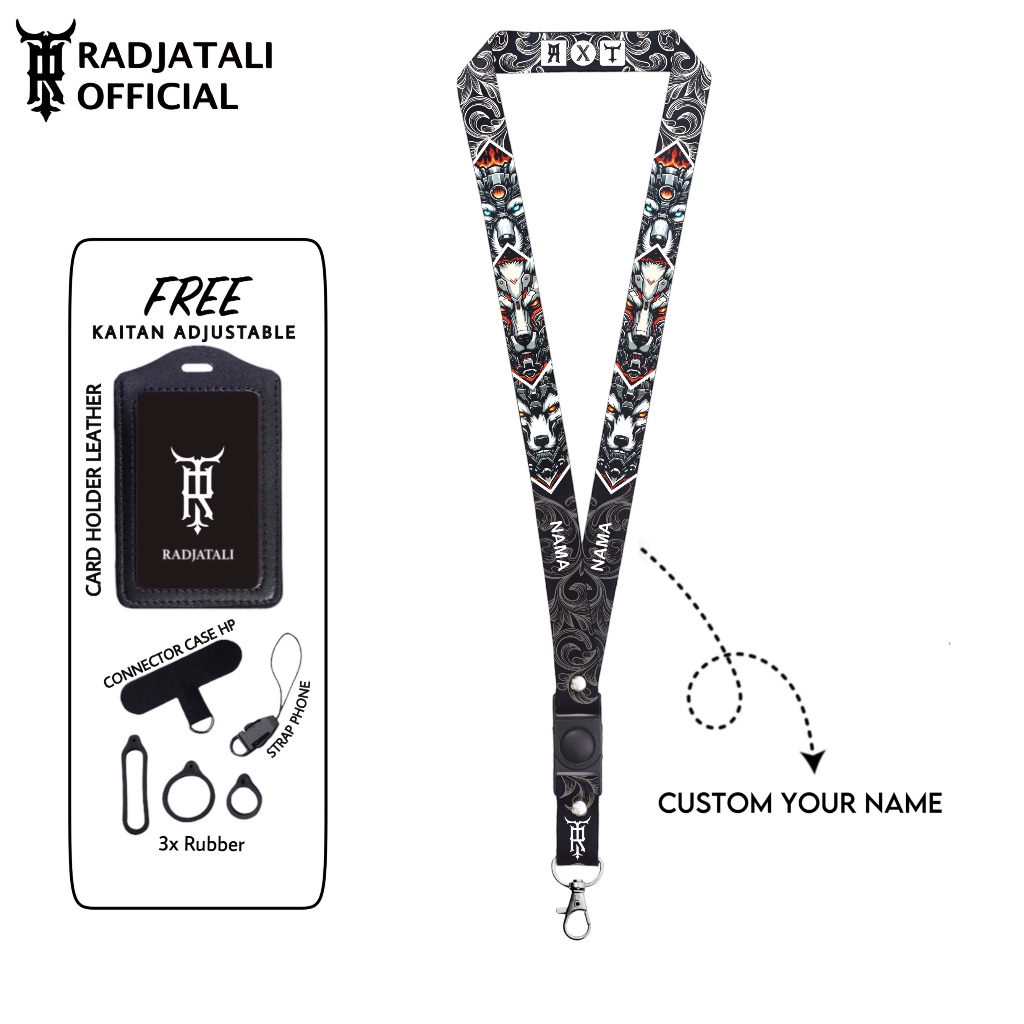 

Lanyard Custom Nama Attacker Series 2cm Request Nama Satuan Gantungan Card holder Full printing 2 sisi Tali Lanyard Hp Name Tag