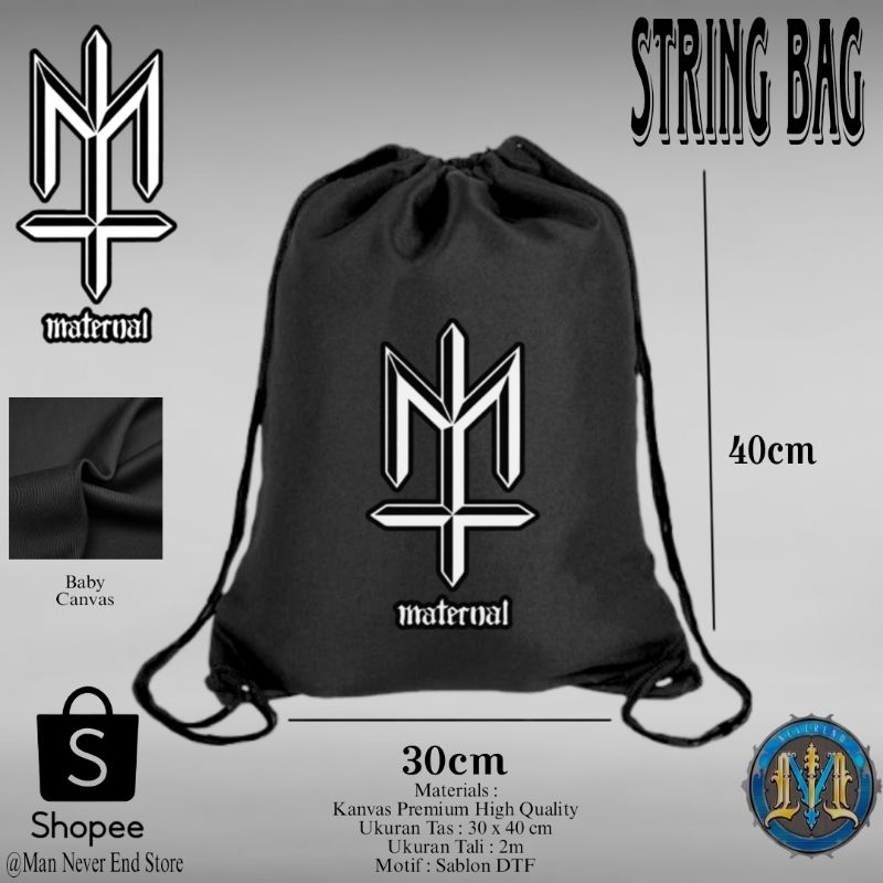 String Bag Kanvas Twill Distro Maternal Disaster / Tas Tali Serut Gymsack Baby Canvas Twill Distro M