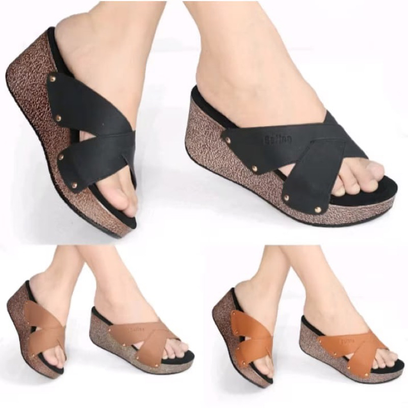 Wedges wanita casual selop / hak tinggi murah