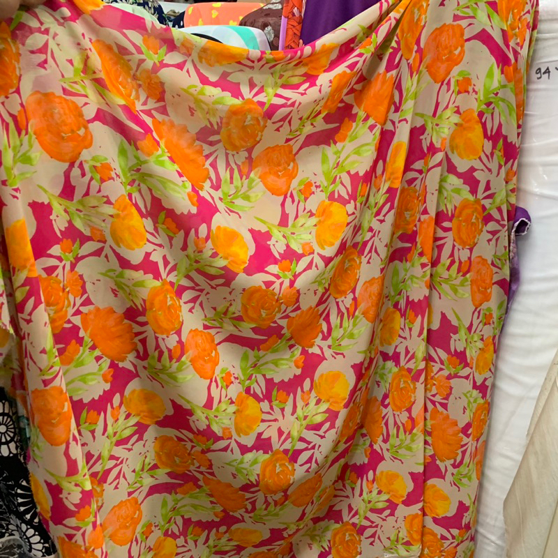 kain sifon motif - kain chiffon premium - kain sifon motif bunga - kain kebaya sifon