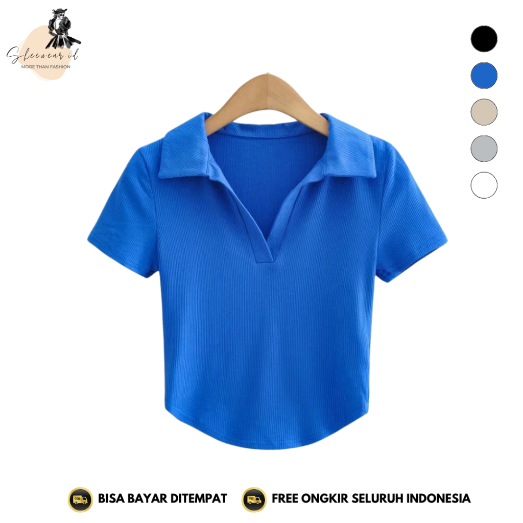 SHEEWEAR - 479 Atasan Crop Top V neck Model Baju Crop Top Oval Fashion Korea