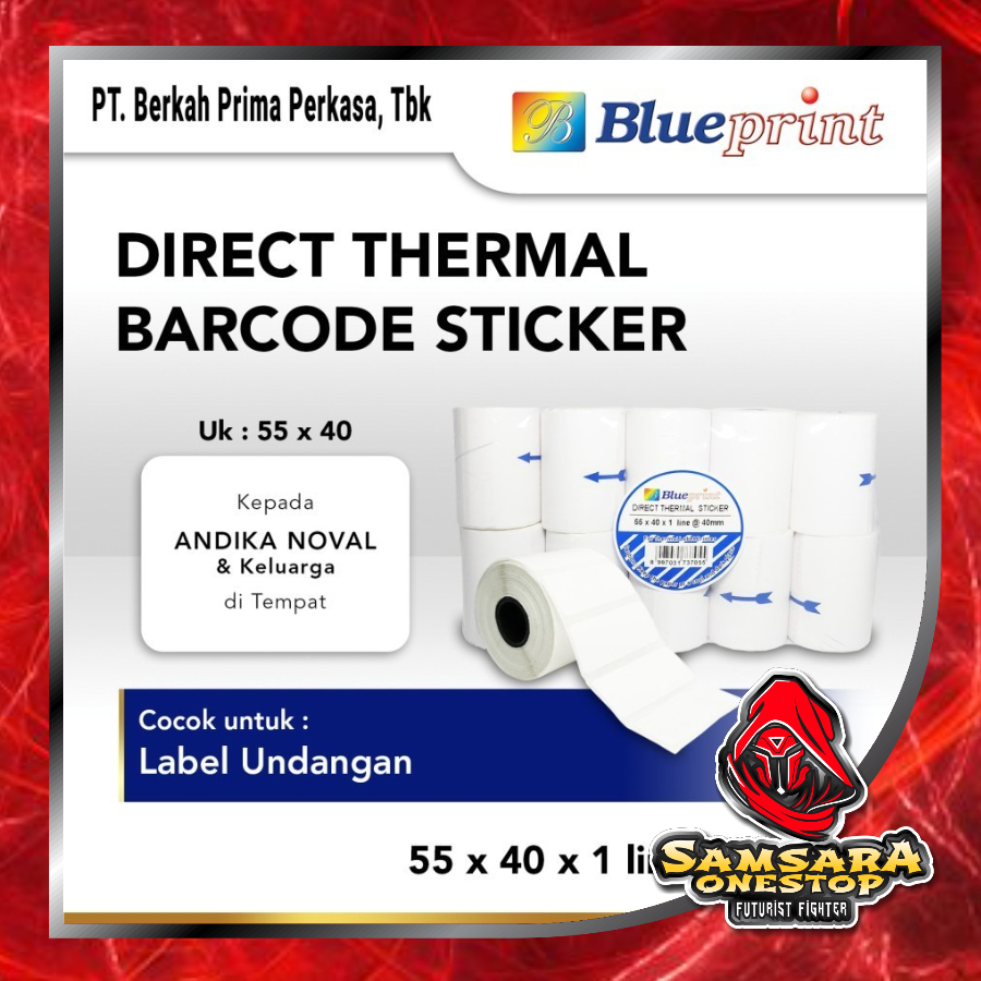 

Direct Thermal Sticker / Label Stiker BLUEPRINT 55x40 isi 220