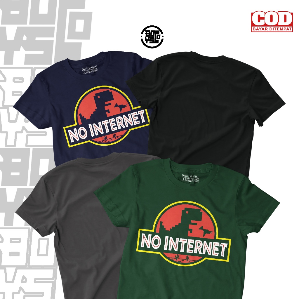Kaos No Internet Kaos Distro Katun Combed 24s T-shirt Pria Wanita