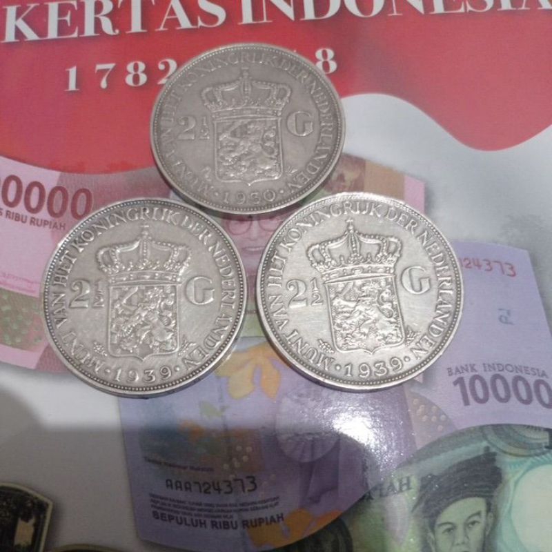 koin kuno Wilhelmina 2 1/2 Gulden silver
