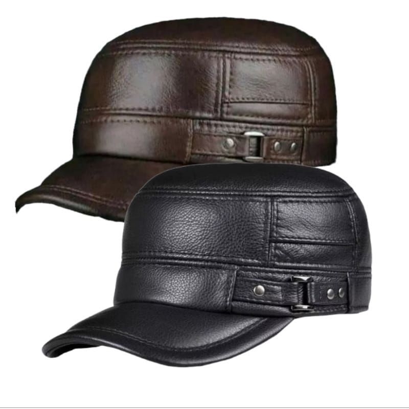 Topi Kulit Asli Model Komando Topi Kulit Anti Air Anti Api Topi Kulit Pria Terbaru