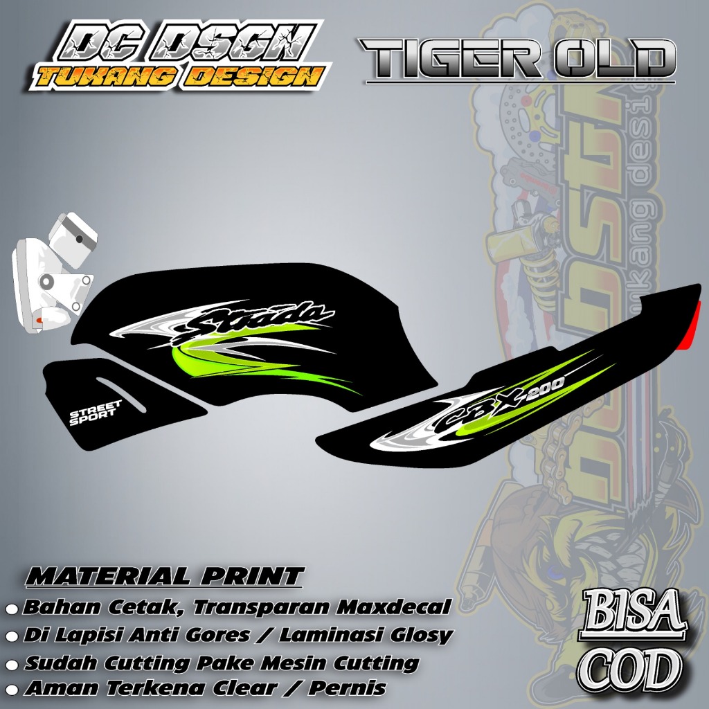 Sticker striping Tiger Lama Variasi Strada CBX200, Bisa Request