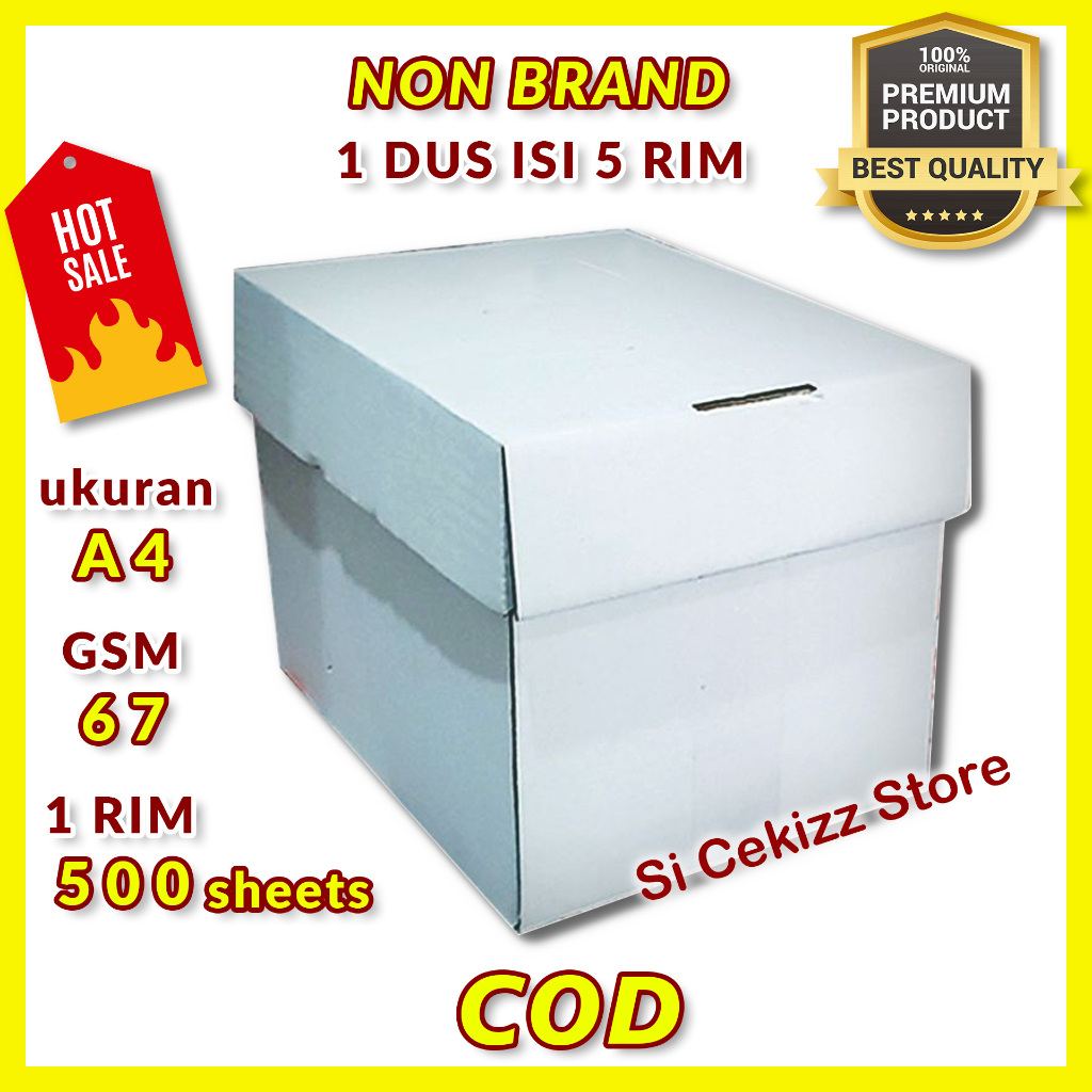 

Kertas A4 70gr HVS / Kertas Fotocopy A4 70gr Box NON BRAND Termurah - PREMIUM