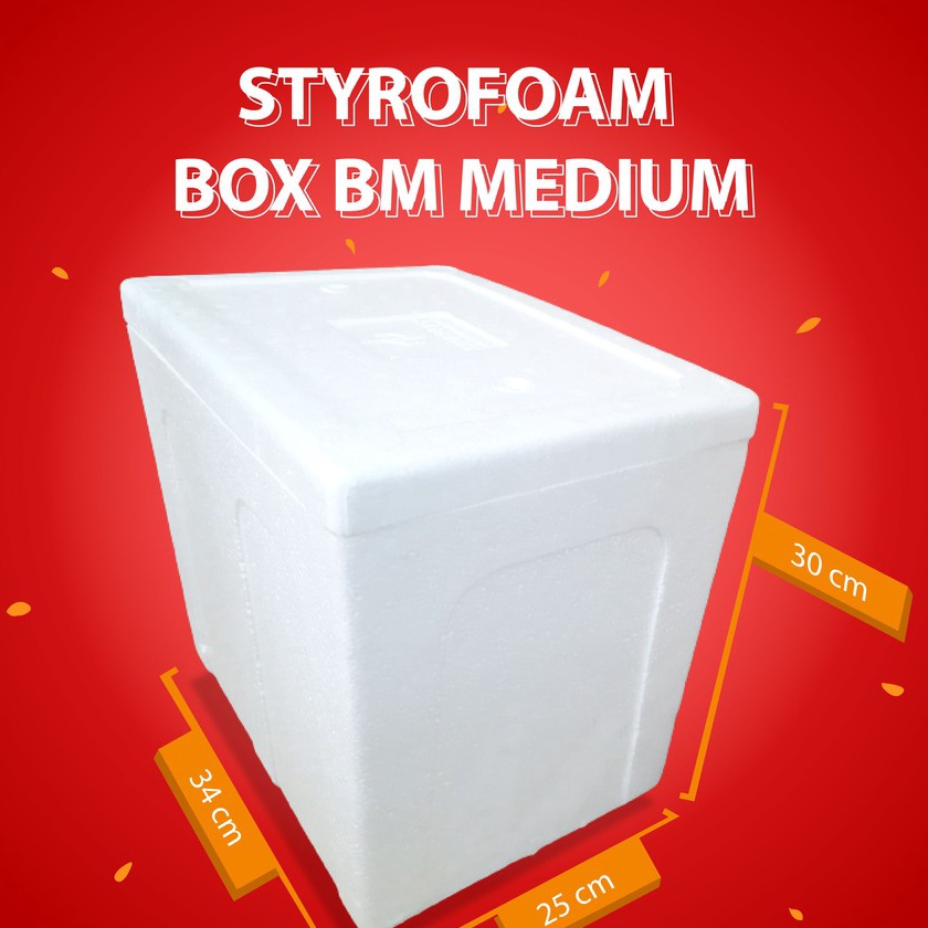 HJ6 Styrofoam Box BM Medium  Dinar Box BM UK 34x25x3CM  Sterofoam Box 75 KG Palmerah