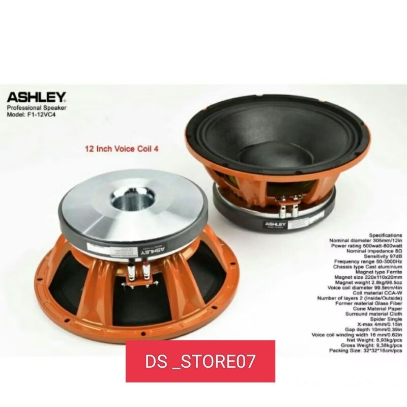 Speaker Component Ashley 12inch F1-12VC4 Original 100% garansi resmi