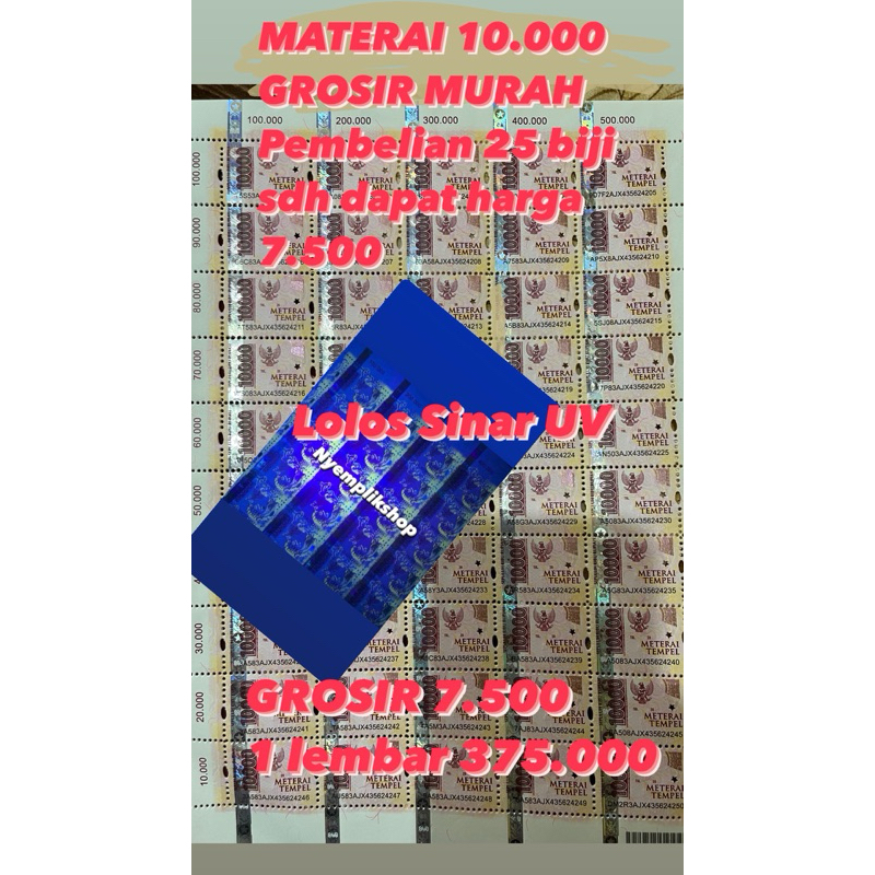 

materai 10000 tempel aslii lengket