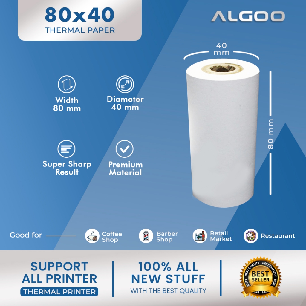 

ALGOO Kertas Thermal Struk 80x40mm