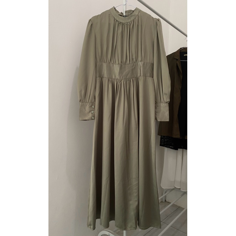 Long Dress Satin Sage Green