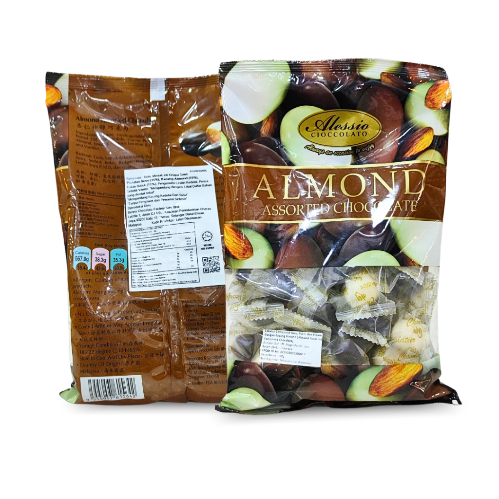 

Almond Tiramisu Coklat Alessio 200gr | Coklat Almond | Coklat Arab | Cokelat isi Kacang Almond