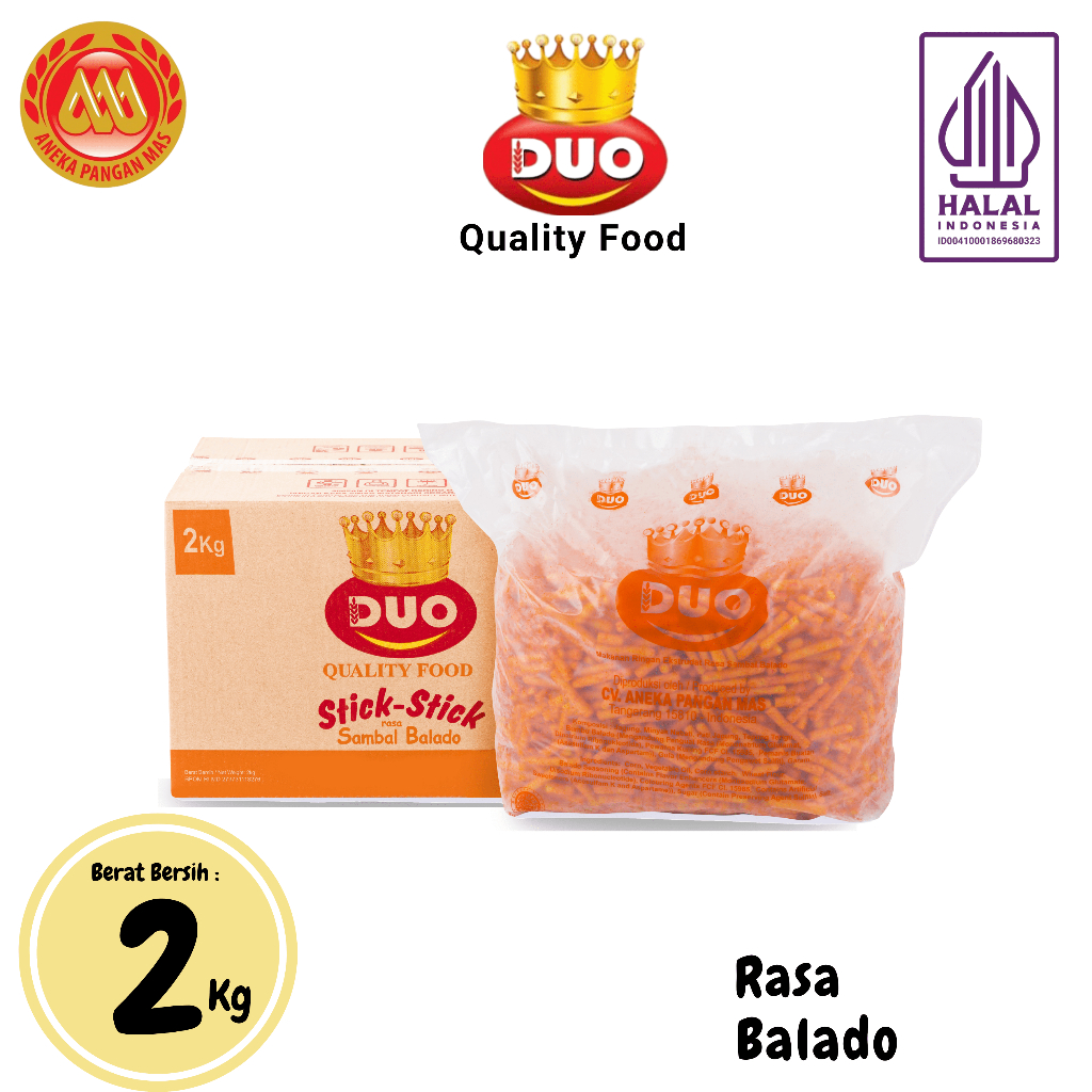 

DUO Stik Balado Gurih - 1 Karton 2 Kg Snack Cemilan Anak Murah