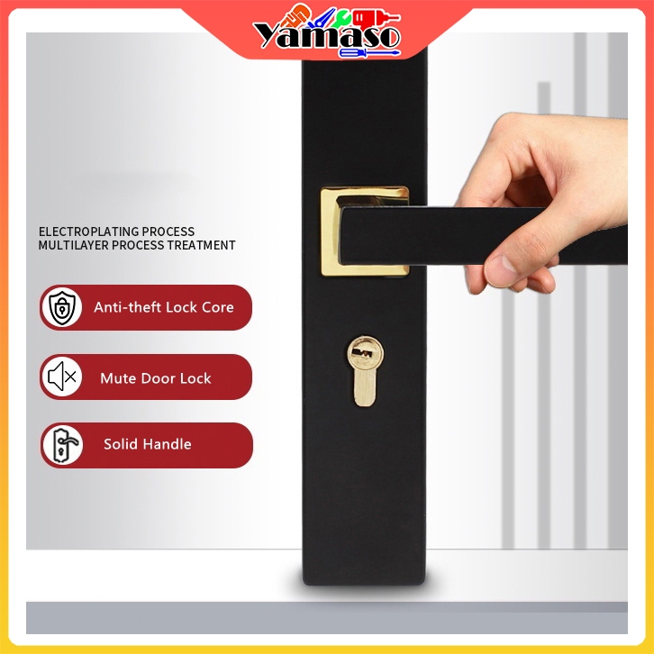 Kunci pintu senyap paduan aluminium set kunci pintu pegangan pintu kunci pintu kamar tidur pintu