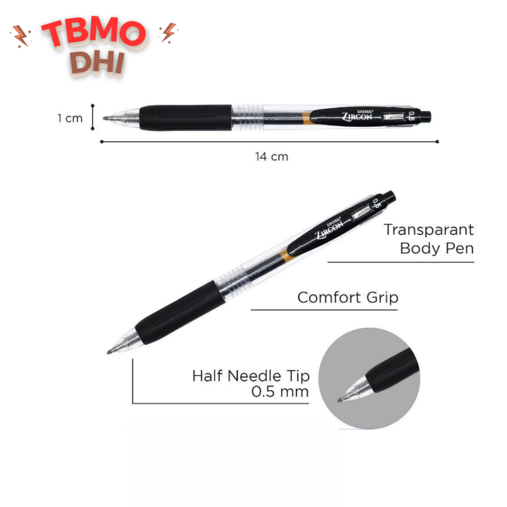 

TBMO ECER GREEBEL GEL PEN ZIRCON 0.5 BLACK GP-509