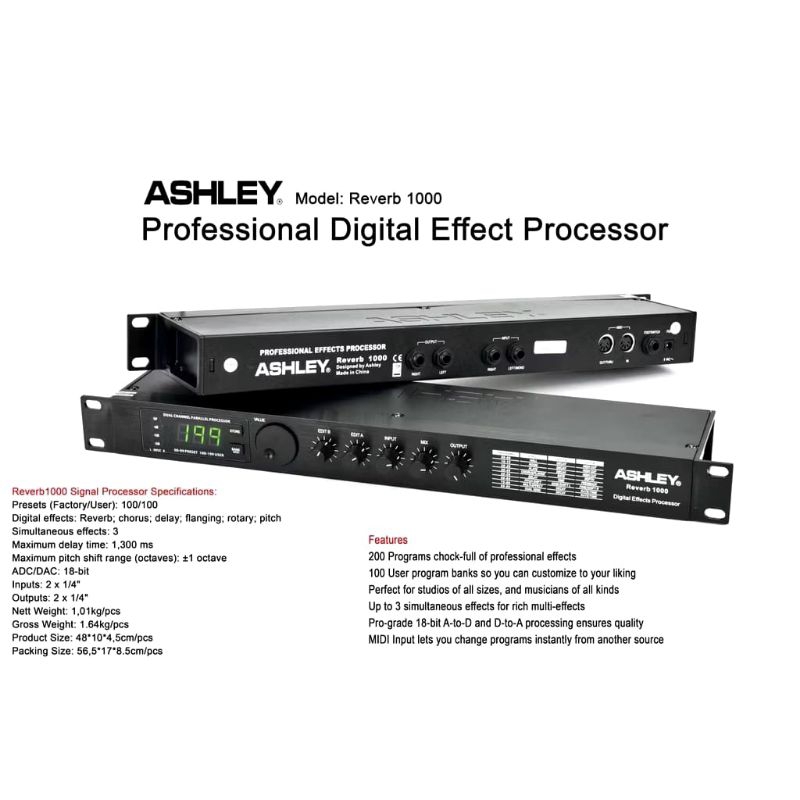 Effect Vocal Ashley Reverb 1000 Original/ efek vocal ashley reverb 1000