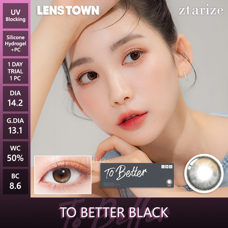 ztarize - Ready Stock - Trial LENSTOWN 🇰🇷 To Better Black 1 Day Daily Soft Contact Lens 1 Pc LENSTOW