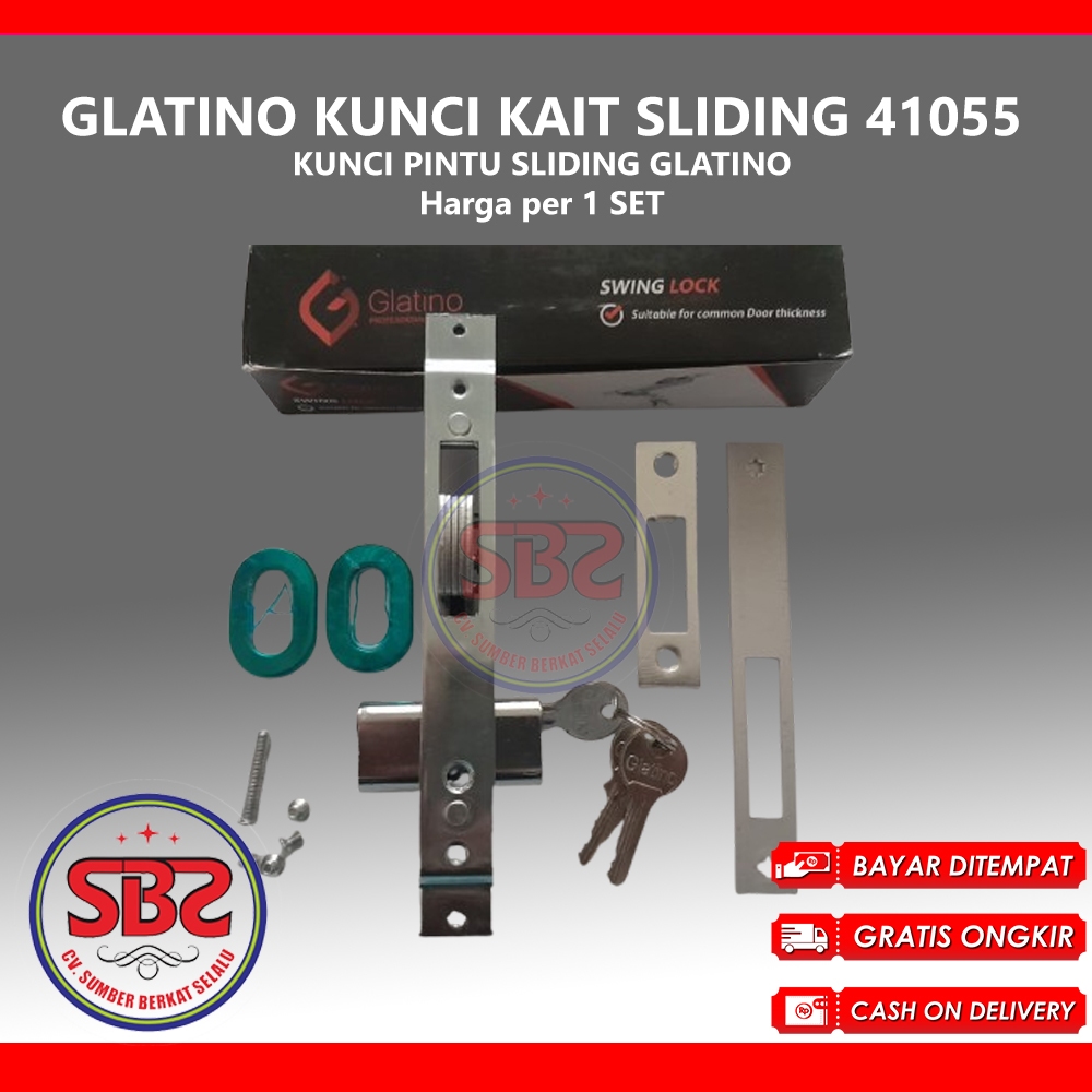 GLATINO Kunci Pintu Sliding KAIT Glatino 41055 / Kunci Pintu Almunium Sliding / Kunci Kait Pintu