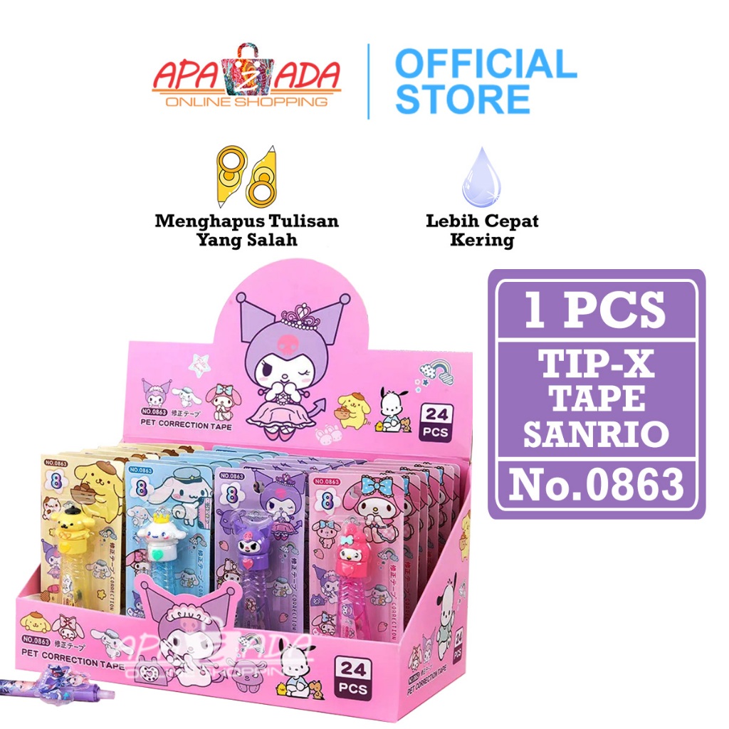 

Apazada - Correction Tape 8M / Tip Ex Kertas / Tip X Correction Pen No.0863