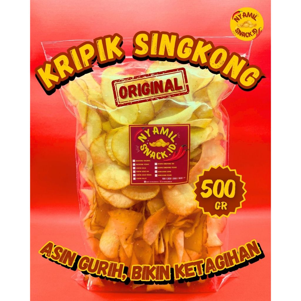 

NYAMIL SNACK KERIPIK SINGKONG ORIGINAL ASIN GURIH Casava Snack Kripik 500 gr