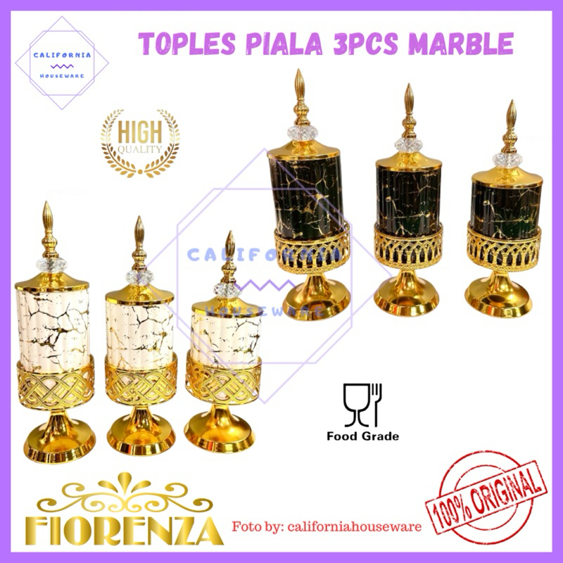 Toples Piala Sultan 3pcs FIORENZA / Toples Sultan Keramik 3pcs / Toples Keramik Marble 3pcs FIORENZA