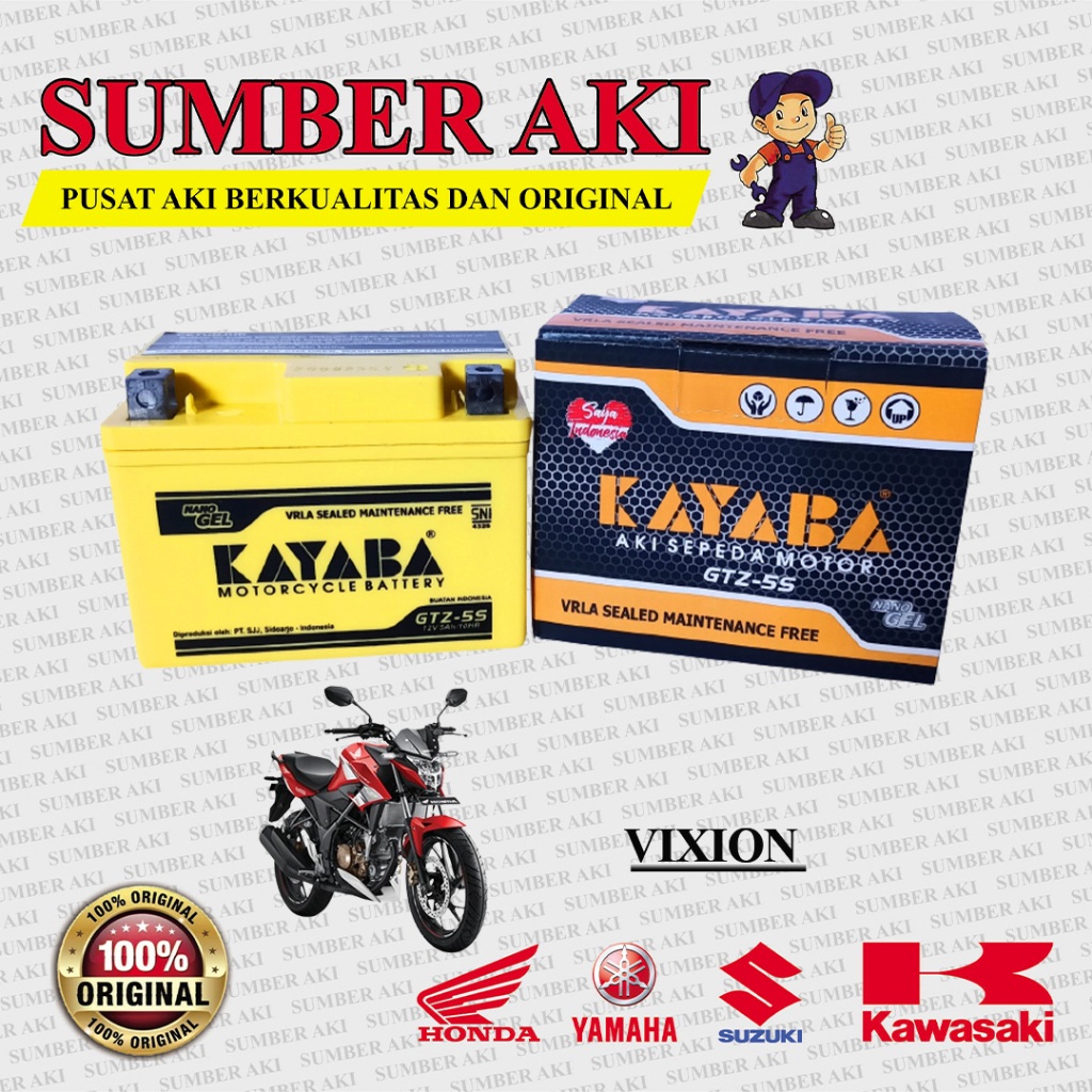 Aki Motor Vixion KAYABA GTZ5S Aki Kering