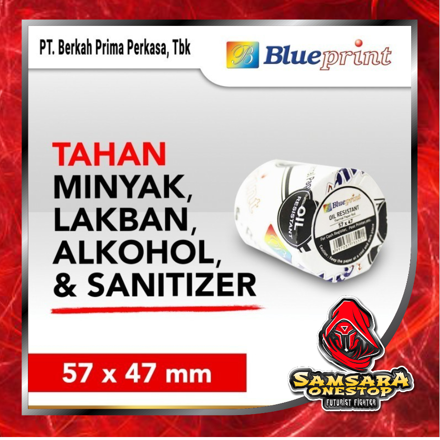 

Kertas Struk TAHAN LAKBAN 57 x 47 BLUEPRINT Thermal Oil 57x47 mm 1Roll