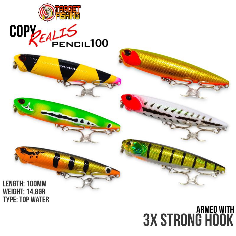 WTD Pencil 100 Copy Realis 10cm 15gr (Custom) Umpan Casting Toman Top Water Popper