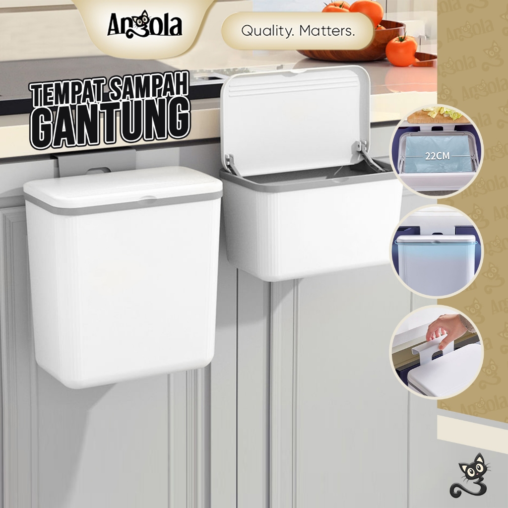 ANGOLA Tempat Sampah Gantung/Tempel Multifungsi E104-E105 Tong Sampah Dapur Toilet / Trash Bin