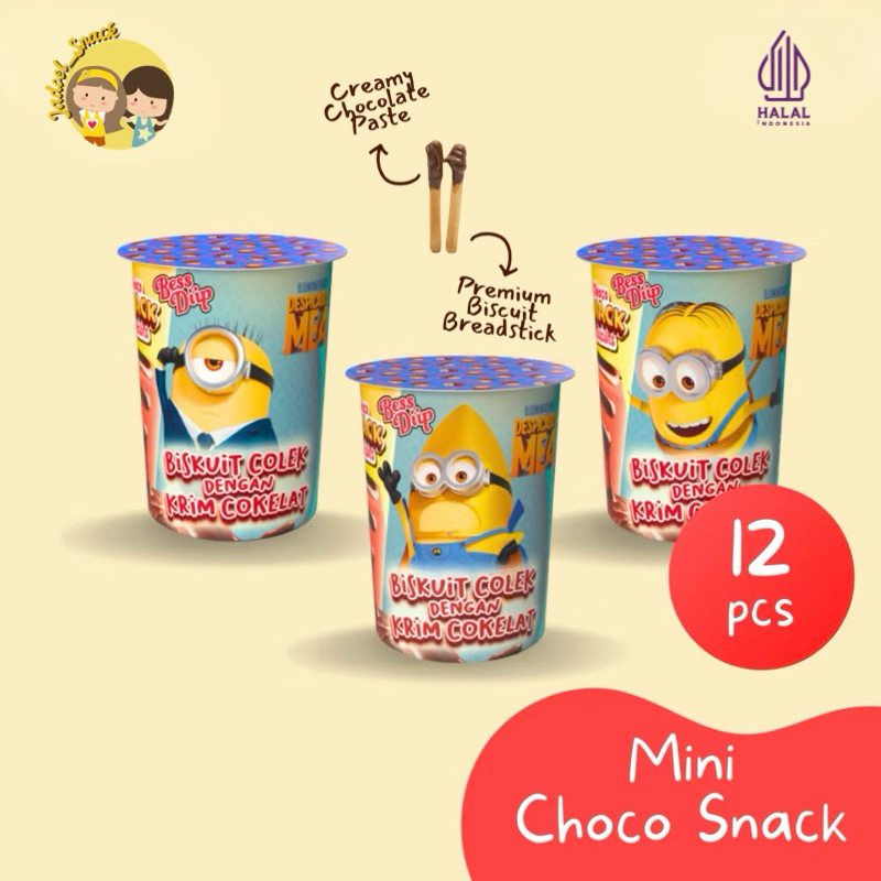 

GROSIR - Minions Chocolate Super Mini 12 X 8 Gr Rasa Cokelat Biskuit Stick by Jadoel_Snack