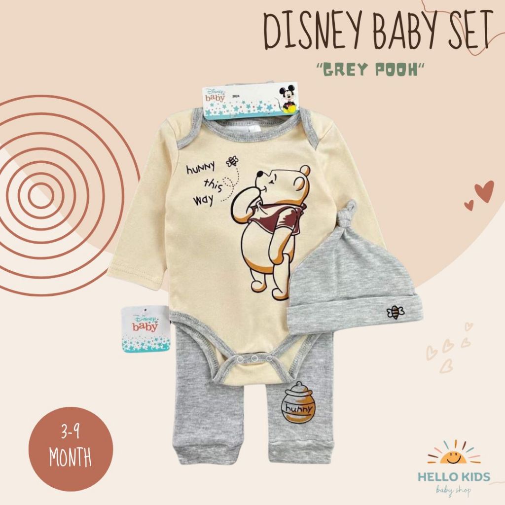 HELLOO KIDS d*sne* baby set 3in1 / topi celana panjang / gift set / kado baby / kado lahiran / bayi 