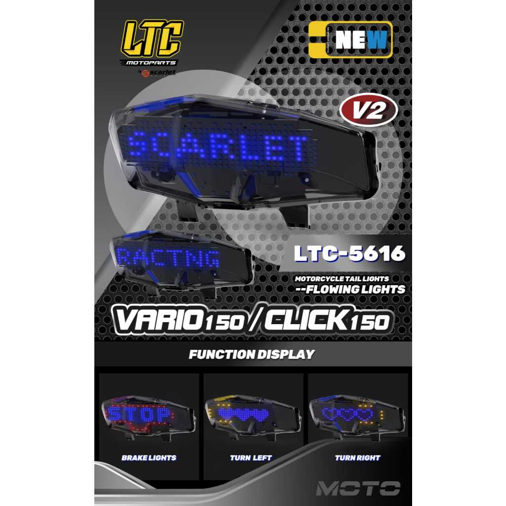 Lampu Belakang 5616 Vario 150 Running V2 Modifikasi Text Animasi