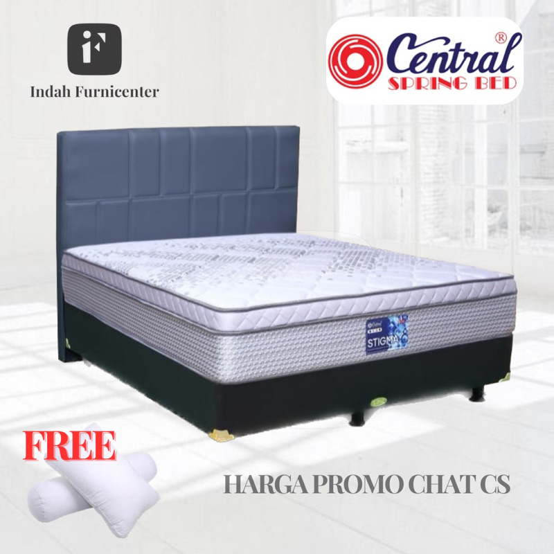 kasur spring bed central plushtop stigma abu 120 plush top plus matras set murah putih dengan tambah