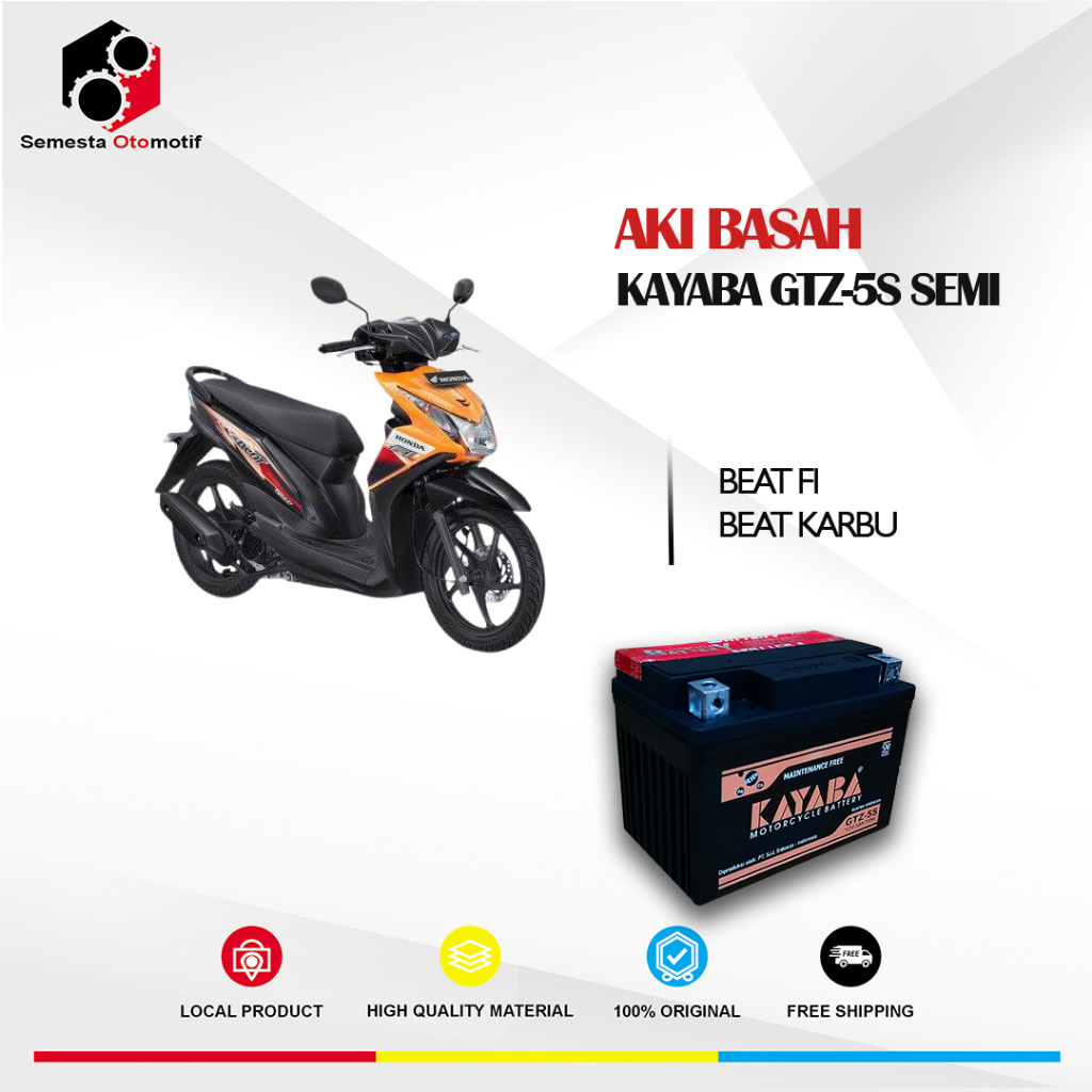 Aki Motor Beat FI Beat Karbu KAYABA GTZ5S Aki Kering MF