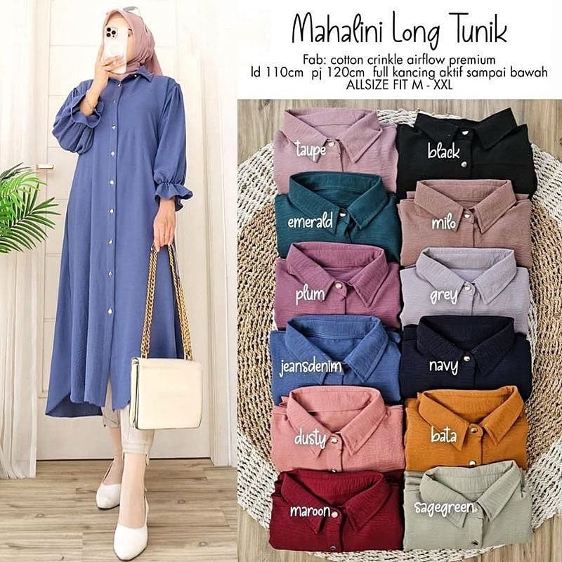 MEQA DAILY - Mahalini Long Tunik Wanita