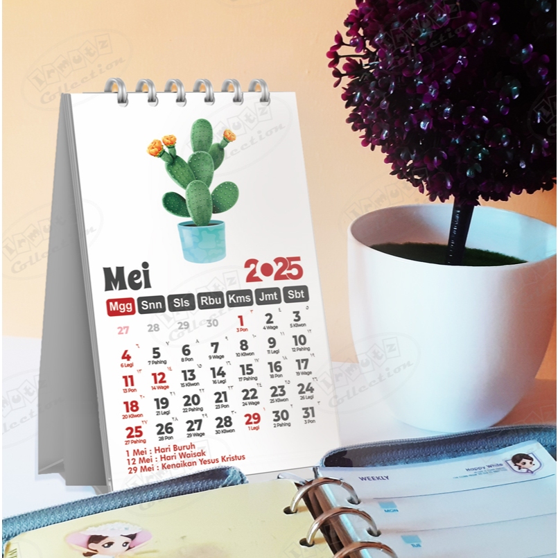 

Kalender 2025 Meja Mini Custom Foto Tulisan Tema Plants Flowers Souvenir Kado Anniversary