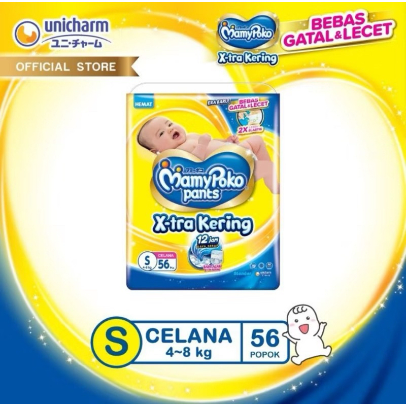 MAMYPOKO PANTS UKURAN S-56, M-48, L-42, XL-38, XXL-34 pampers termurah terlaris