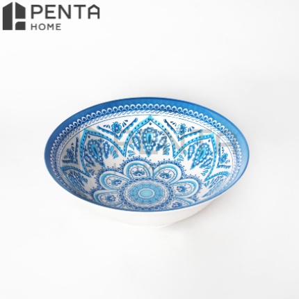 FG2 PENTA HOME Mangkok Keramik Bowl 8 inch  25cm Floral Bohemian BlueRed
