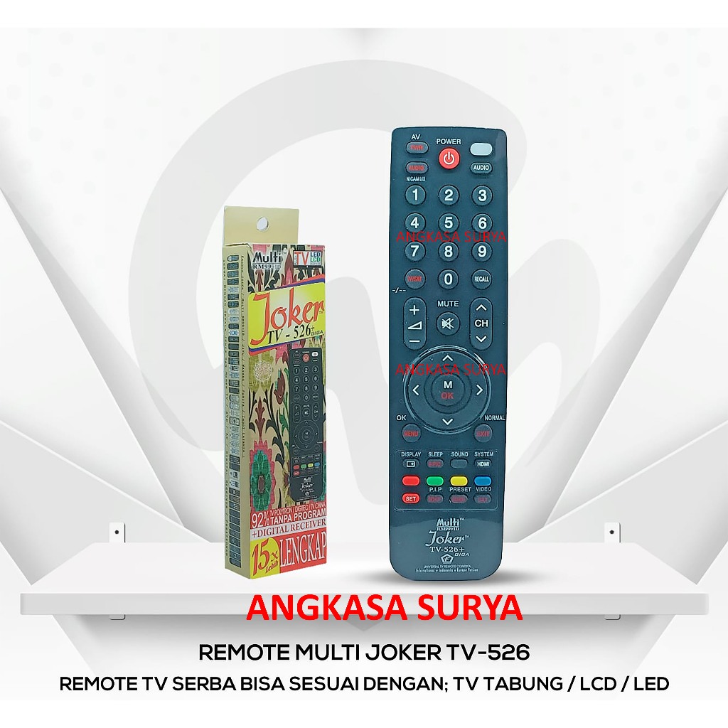 REMOTE MULTI JOKER TV 526 , TV LCD LED PLASMA TABUNG SEMUA MERK,  STB , DIGITAL RECEIVER