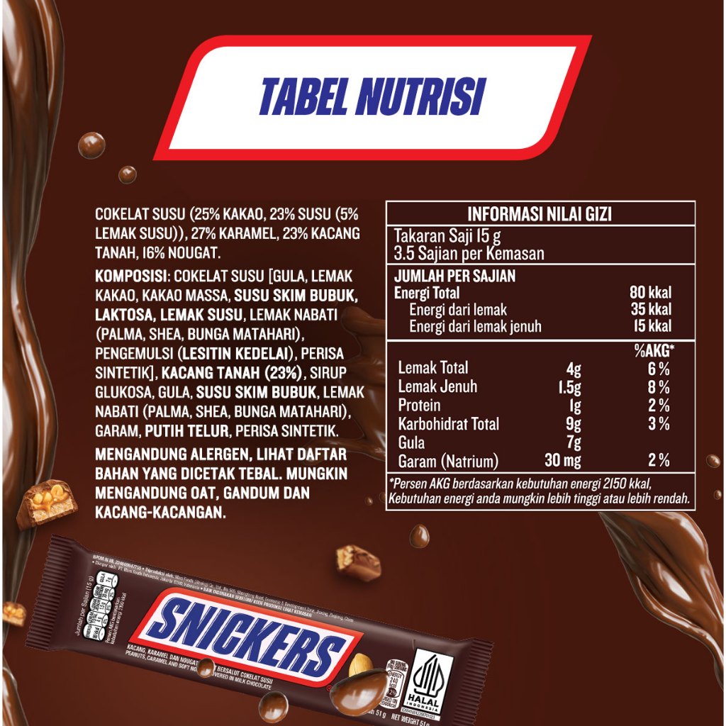 

QH SNICKERS Peanut Original 51g X3
