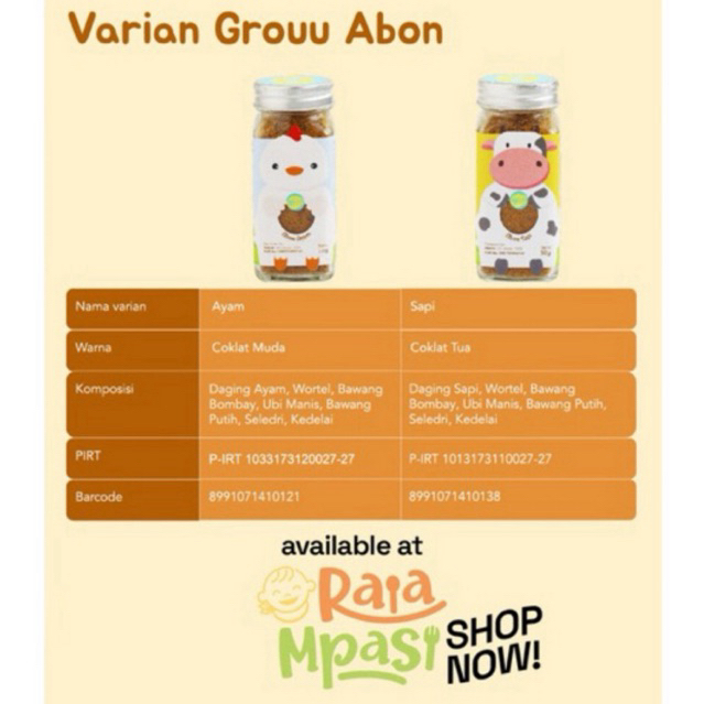 

Grouu - Abon Sapi & Ayam mpasi