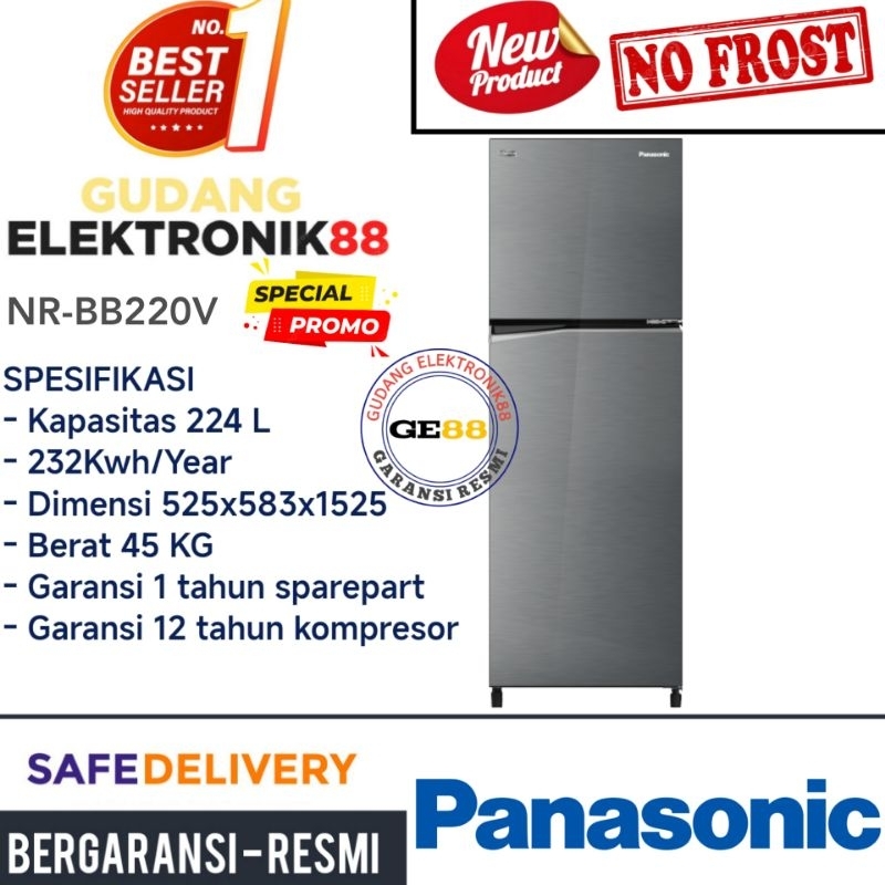 Kulkas PANASONIC 2 Pintu Panasonic NR-BB220V-H Lemari Es Panasonic Kulkas Murah Promo Gratis Ongkir 