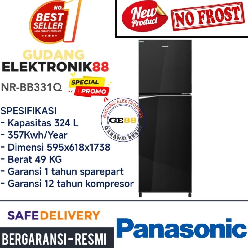 Kulkas PANASONIC 2 Pintu Panasonic NR-BB331Q-PK Lemari Es Panasonic Kulkas Murah Promo Gratis Ongkir