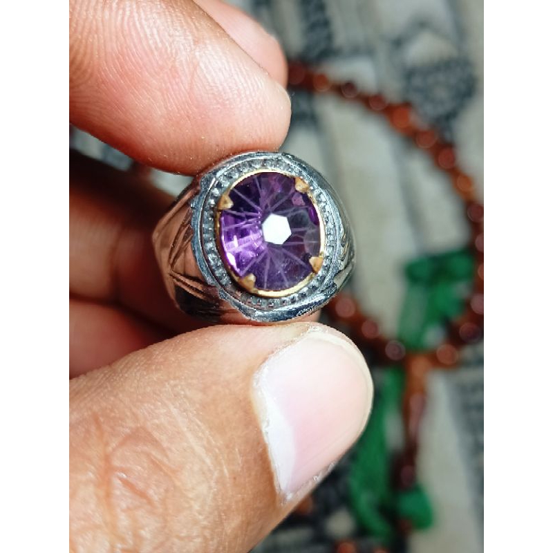 Natural Amethyst Ring Monel handmade doff mewah
