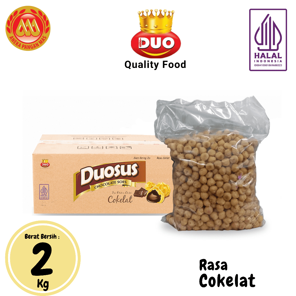 

DUO Duosus Kue Sus Kering Isi krim Cokelat / Vanilla / Blueberry / Keju - Netto 2Kg Snack Cemilan Anak Murah