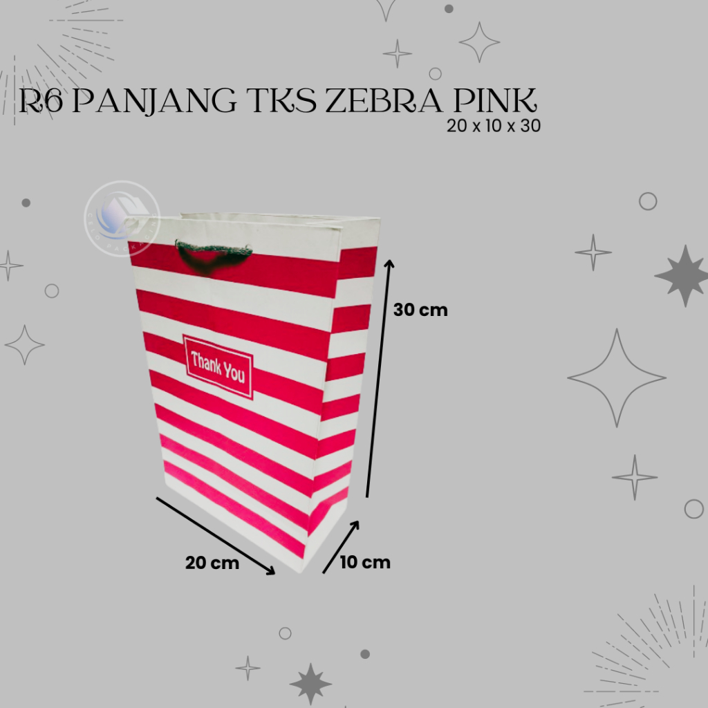 

PAPERBAG R6 PANJANG TKS ZEBRA PINK (size 20x10x30) PAPERBAG HAJATAN PAPERBAG SOVENIR